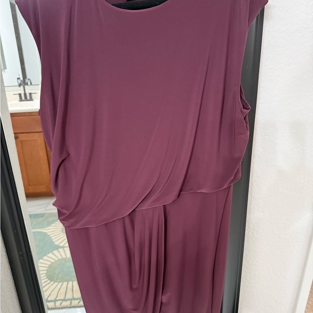 Express Merlot Asymmetrical Ruched Maxi Sundress